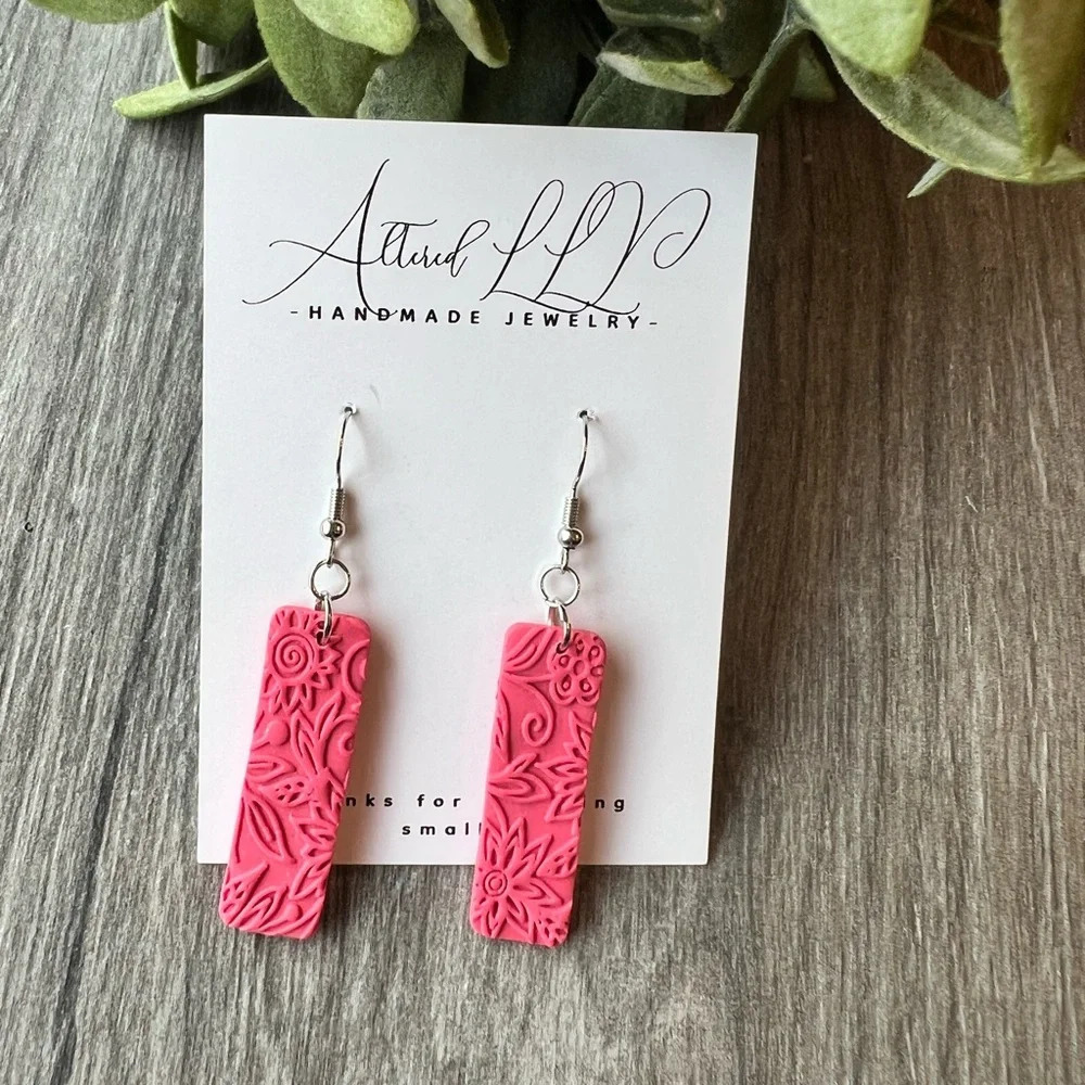 2/$30 Handmade- Pink Pattern Dangle
